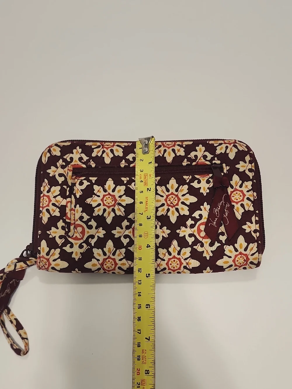 Vera Bradley Patterned  Burgundy Yellow  & Cream Wallet - Picture 3 of 5